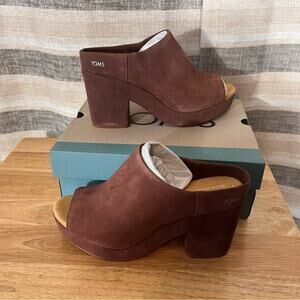TOMS Women's Brown Suede Heeled Mules